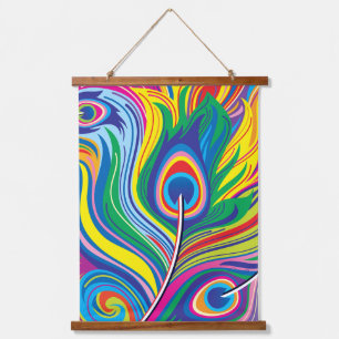 Peacock Feathers Abstract Art Hanging Tapestry