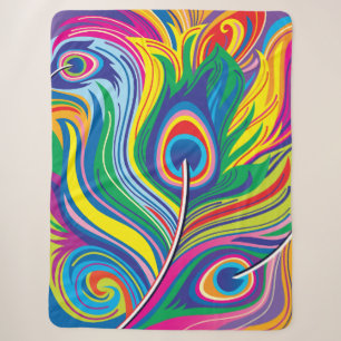 Peacock Feathers Abstract Art Sherpa Blanket