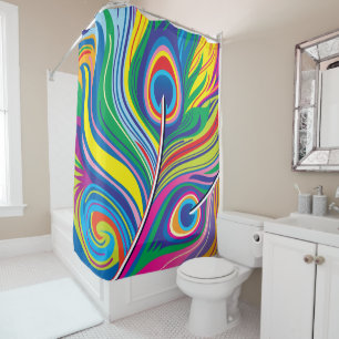 Peacock Feathers Abstract Art Shower Curtain