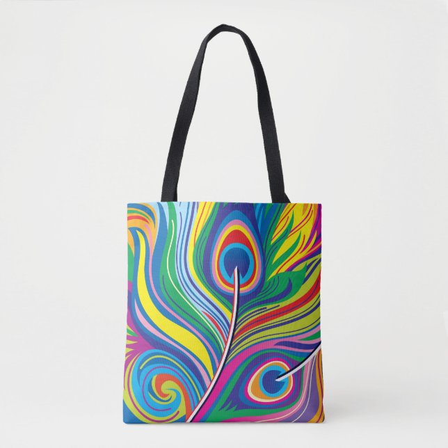 Peacock Feathers Abstract Art Tote Bag (Front)