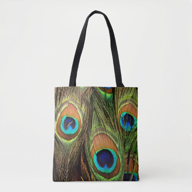 Peacock Feathers All Over Print Tote Bag (Front)