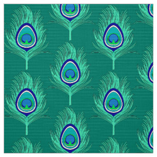 Peacock Feathers, Aqua on Turquoise / Peacock Fabric