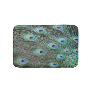 Peacock feathers bath mat