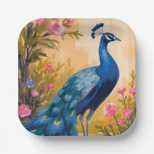 Peacock Feathers Beautiful Floral Animal Paper Plate