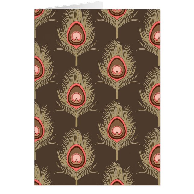 Peacock Feathers, Beige on Dark Chocolate Brown (Front)
