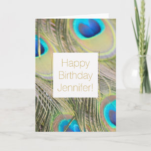 Peacock Feathers Birthday Personalised Card