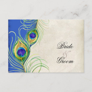 Peacock Feathers Blue Damask RSVP Response Card