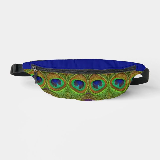 Peacock Feathers Blue Green Fanny Pack (Front)