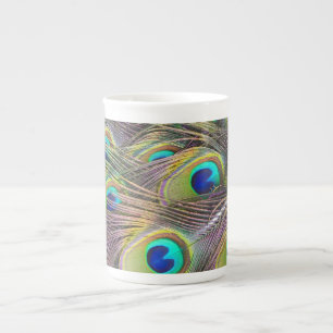 Peacock Feathers Bone China Mug