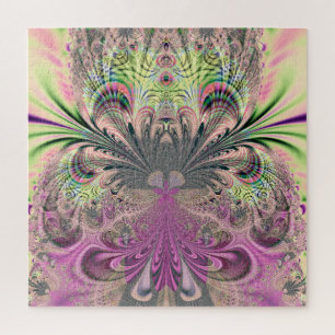 Peacock Feathers Bouquet Fractal Abstract Art Jigsaw Puzzle