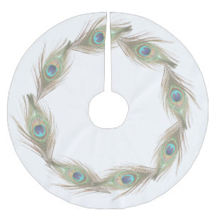 Peacock Feathers Brushed Polyester Tree Skirt