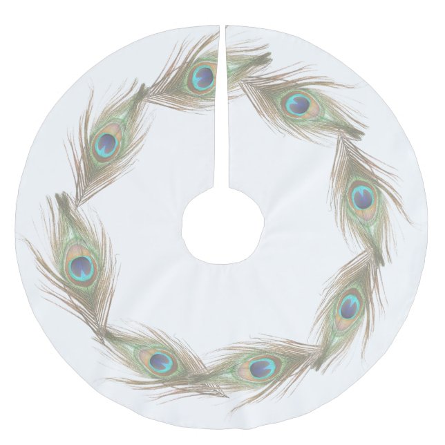 Peacock Feathers Brushed Polyester Tree Skirt (Front)