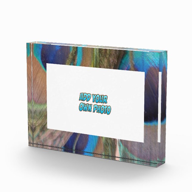 Peacock Feathers Customisable Photo Block (Right)