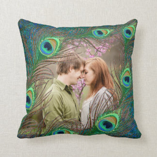 Peacock feathers customised add photo pillow
