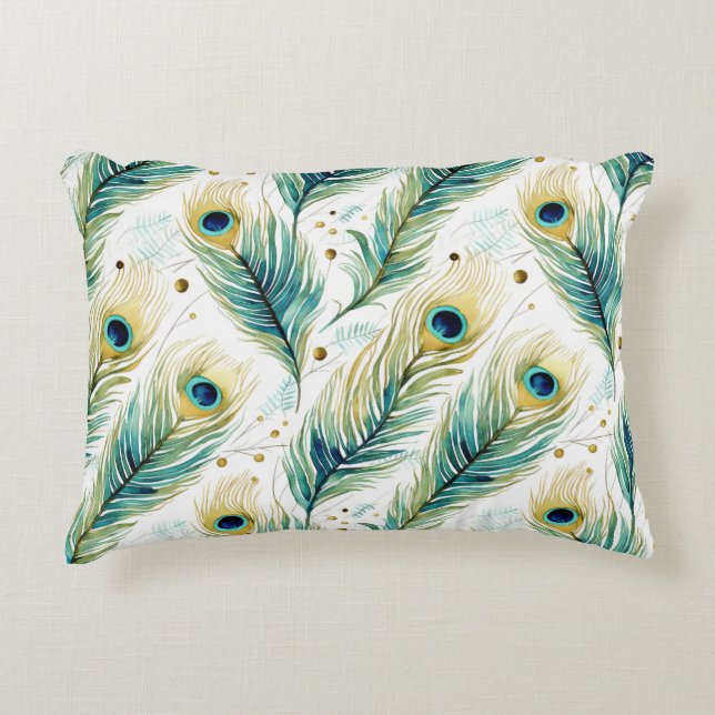 Peacock Feathers Decorative Cushion (Front)