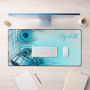 Peacock Feathers Desk Mat