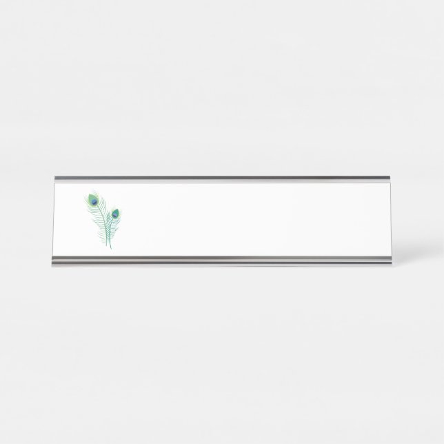 Peacock Feathers Desk Name Plate (Front)