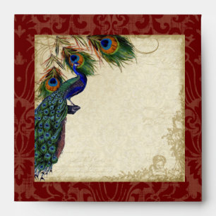 Peacock & Feathers Elegant Matching Wedding Set Envelope