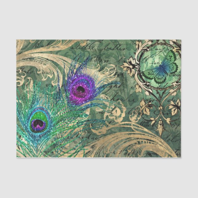 Peacock Feathers Ephemera Tissue Paper (Front)