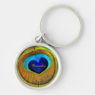 Peacock Feathers Eye of Love With Name Key Ring