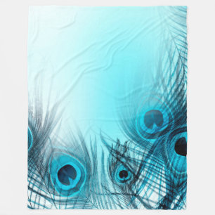 Peacock Feathers Fleece Blanket