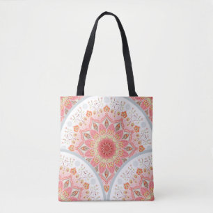 Peacock Feathers, Floral Round Ornament. Tote Bag