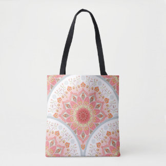 Peacock Feathers, Floral Round Ornament. Tote Bag