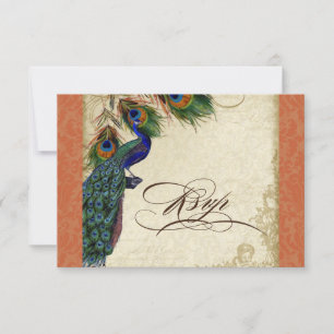 Peacock & Feathers Formal RSVP Response Orange