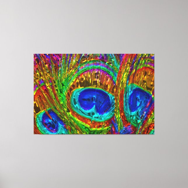 Peacock Feathers Glass Art 1 Canvas Print (Front)