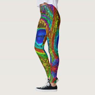 Peacock Feathers Glass Art 1 Leggings