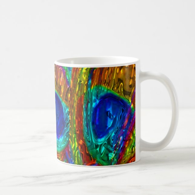Peacock Feathers Glass Art 1 Mug (Right)