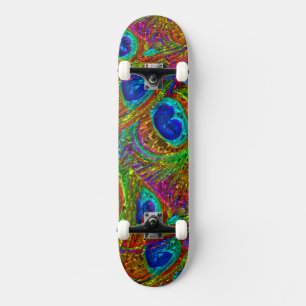 Peacock Feathers Glass Art 1 Skateboard