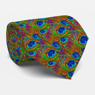 Peacock Feathers Glass Art 1 Tie