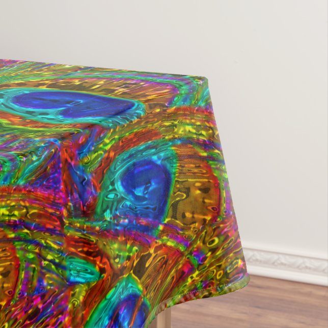 Peacock Feathers Glass Art 1A Tablecloth (In Situ)