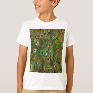 Peacock feathers green Background T-Shirt