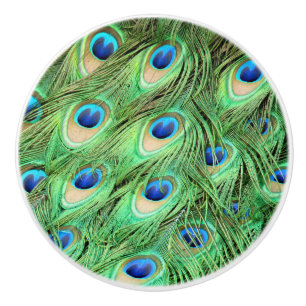 Peacock Feathers Green Bird Drawer Pulls Knobs