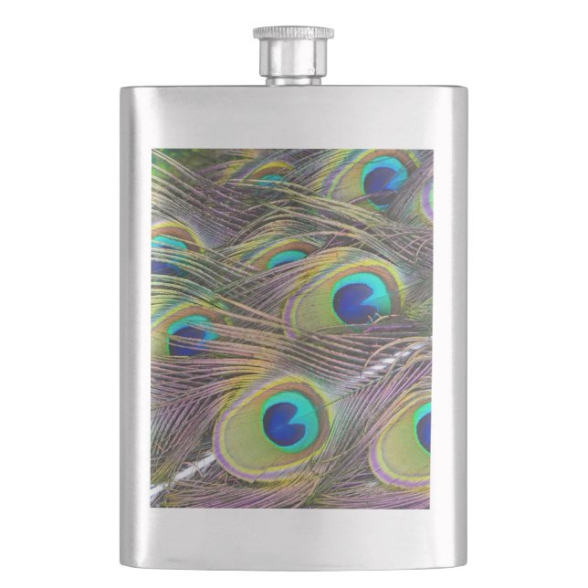 Peacock Feathers Hip Flask (Front)