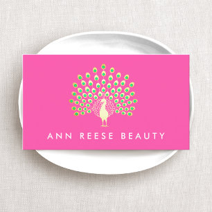  Peacock Feathers  Hot Pink Business Card