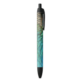 Peacock Feathers I Colourful Abstract Nature Desig Black Ink Pen
