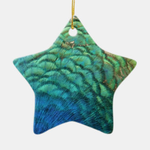 Peacock Feathers I Colourful Abstract Nature Desig Ceramic Tree Decoration