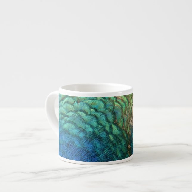 Peacock Feathers I Colourful Abstract Nature Desig Espresso Cup (Front Left)