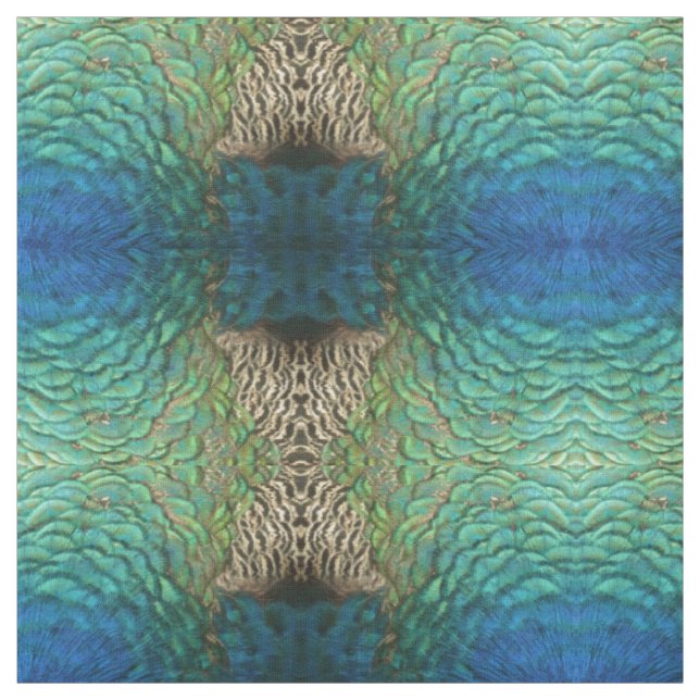 Peacock Feathers I Colourful Abstract Nature Desig Fabric (Swatch)