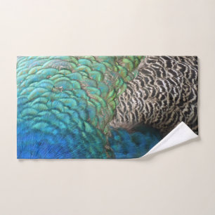 Peacock Feathers I Colourful Abstract Nature Desig Hand Towel