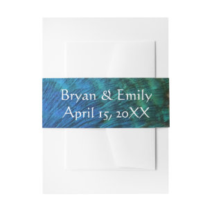 Peacock Feathers I Colourful Abstract Nature Desig Invitation Belly Band