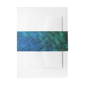 Peacock Feathers I Colourful Abstract Nature Desig Invitation Belly Band