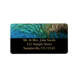 Peacock Feathers I Colourful Abstract Nature Desig Label