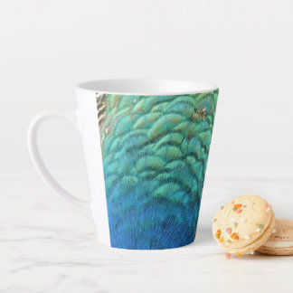 Peacock Feathers I Colourful Abstract Nature Desig Latte Mug