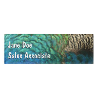 Peacock Feathers I Colourful Abstract Nature Desig Name Tag