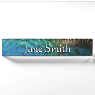 Peacock Feathers I Colourful Abstract Nature Desig Nameplate