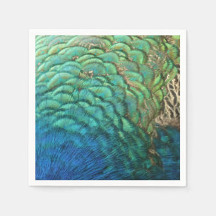 Peacock Feathers I Colourful Abstract Nature Desig Napkin